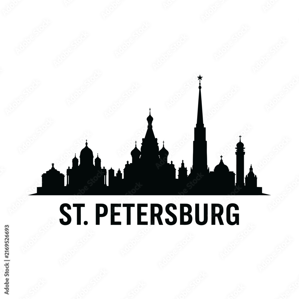 Fototapeta premium St. Petersburg silhouette vector illustration isolated on white