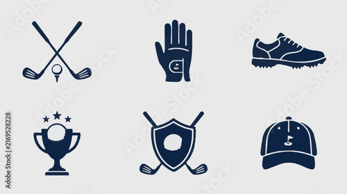 Vector Set of Golf Sport Elements and Supplies Icons