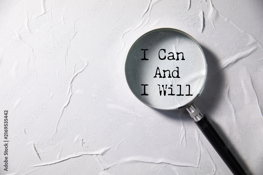 Naklejka premium Motivation words I can and I will, inspiration quote.