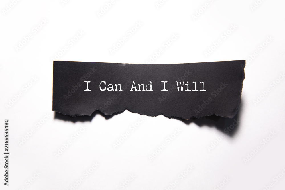 Naklejka premium Motivation words I can and I will, inspiration quote.