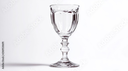 Elegant Vintage Crystal Wine Glass With Textured Pattern Isolated On A Clean White Studio Background