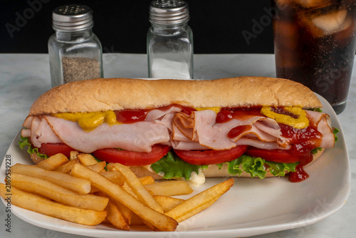 Canvastavla turkey sub  served with fries
