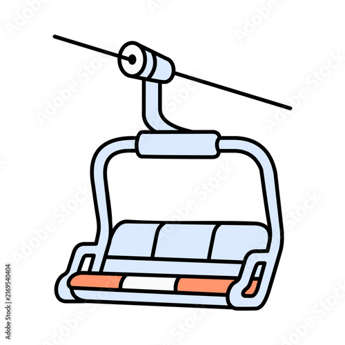 Ski Lift Chair Icon Featuring a Chairlift Hook and Overhead Cable Line in a Simple Design, Representing Alpine Skiing, Mountain Resort Transportation, and Winter Sport Recreation