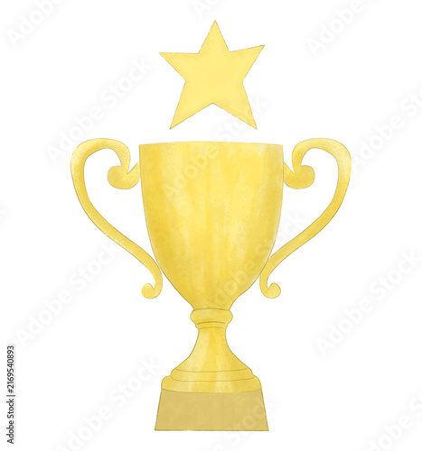 Canvastavla Golden Trophy Cup with Star Symbol for Winner Award Achievement Celebration