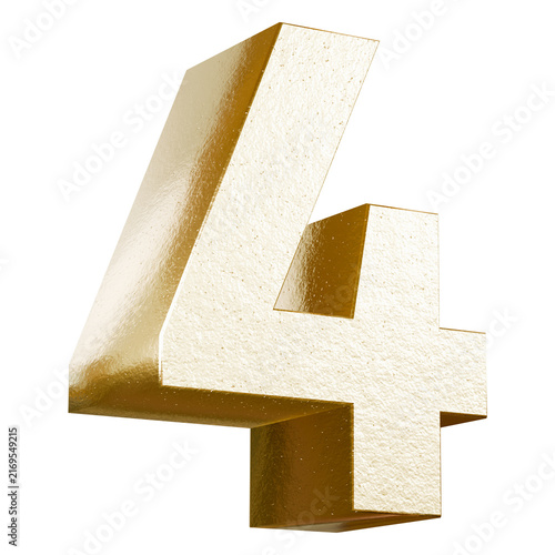 Obraz na płótnie Bold gold metallic number 4 render