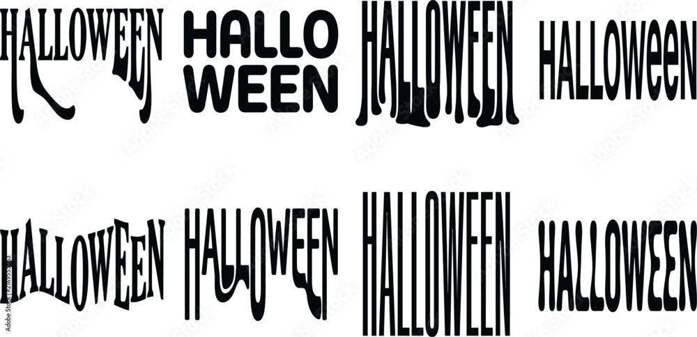 Obraz premium Collection of various halloween text styles and spooky typography design elements
