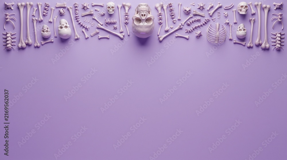 Halloween skull and crossbones decorative border vector seamless pattern for invitations and crafts