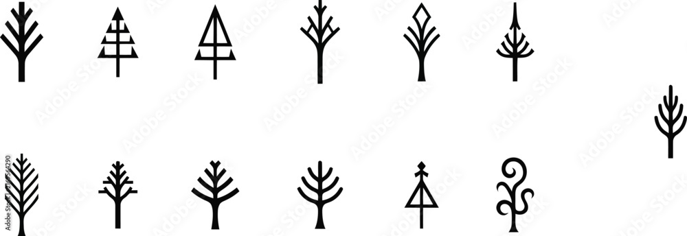 Fototapeta premium Set of tree vector icons isolated on transparent background