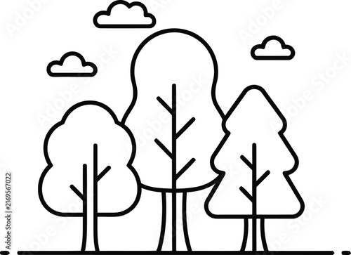 Set of tree vector icons isolated on transparent background