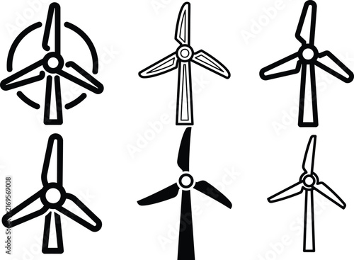 Set of turbine vector icons isolated on transparent background