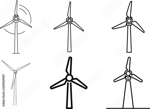 Set of turbine vector icons isolated on transparent background