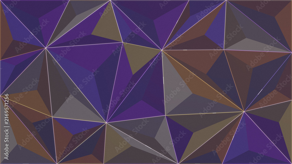 Obraz premium A sophisticated low-poly composition of angular facets in deep violet, earthy brown, and charcoal gray creates a dramatic modern backdrop for websites, banners, and creative projects.