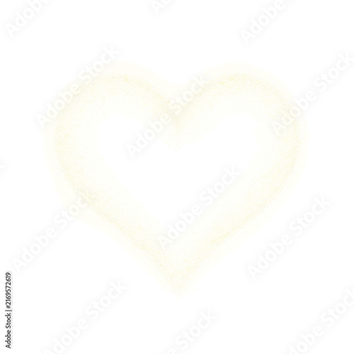 Golden sparkling heart outline isolated on a transparent background