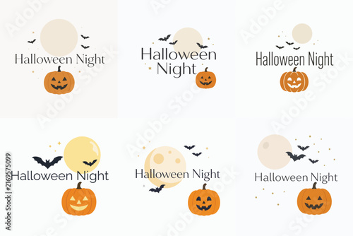 Halloween-themed greeting vector. Vektor, illustration, minimalist, flat