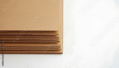 Stacked Brown Cardboard Sheets with Recycled Paper Texture on White Surface