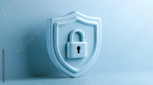 Cybersecurity awareness month graphic for october featuring a shield and padlock symbol on a bright background clean modern design digital safety promotion data protection