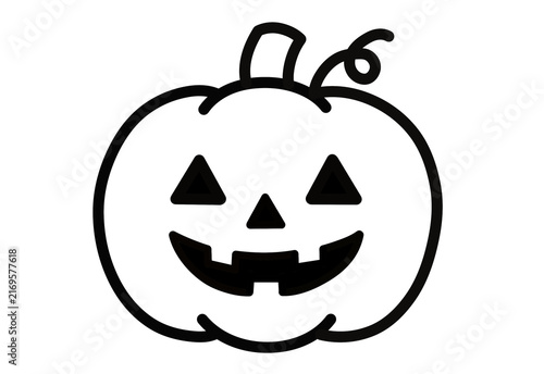 Black outline jack o lantern pumpkin Halloween icon transparent background