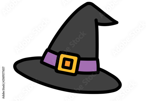 Witch hat with purple band Halloween icon transparent background
