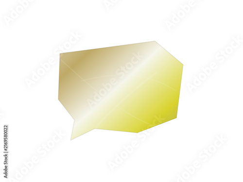Shiny gold speech bubble icon with a metallic gradient finish