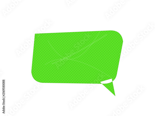 Green speech bubble icon with diagonal line pattern