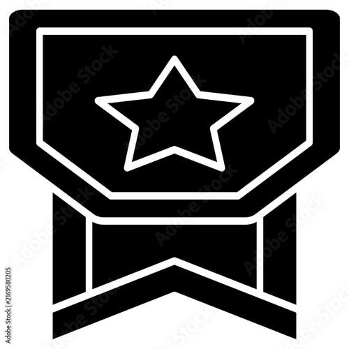 Star shield badge glyph icon award ribbon quality seal winner