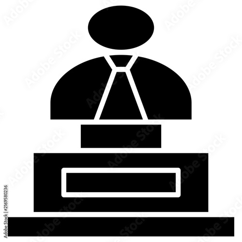 Person bust statue trophy glyph icon corporate award leader winner UI vector element

