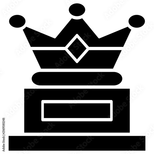 Crown trophy award glyph icon royal prize champion winner line