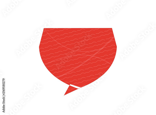 Red speech bubble icon with a textured pattern