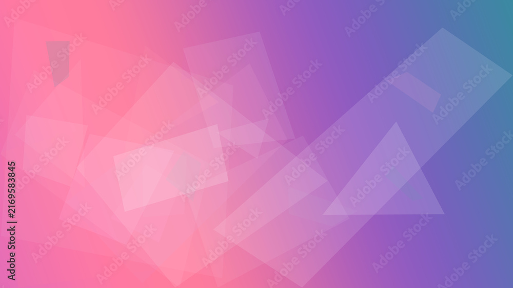 Obraz premium A vibrant abstract composition of translucent geometric forms blends pink, purple, and blue gradients, creating a modern dreamy backdrop for websites, presentations, and creative branding.