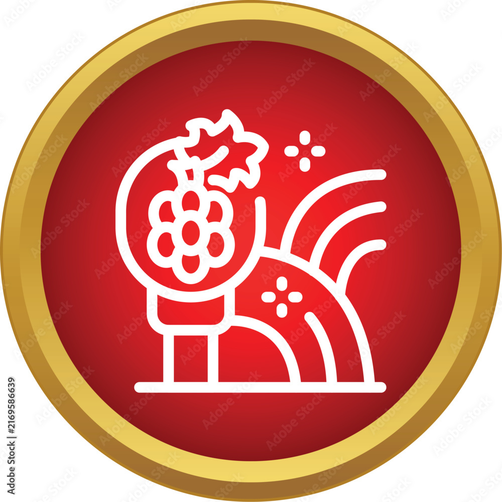 Fototapeta premium Pomegranate and grape icon symbolizing harvest, healthy food, and fruit