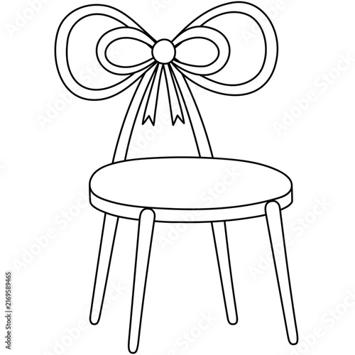 фотографія Elegrant Chair With Cute Bow-shaped backrest and Rounded Seat Line Art