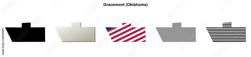 Fototapeta premium Gracemont (Oklahoma) blank outline map set