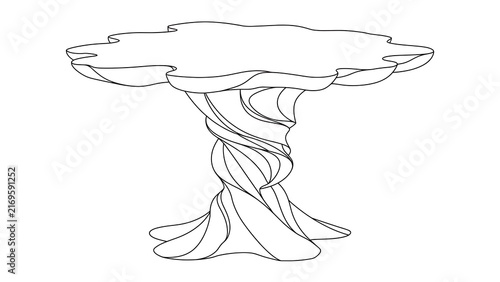 Abstract organic table design on white background.