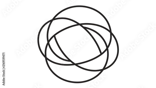 Abstract overlapping circles on white background.