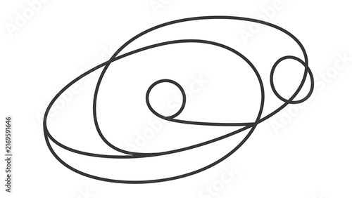 Abstract overlapping circles on white background.