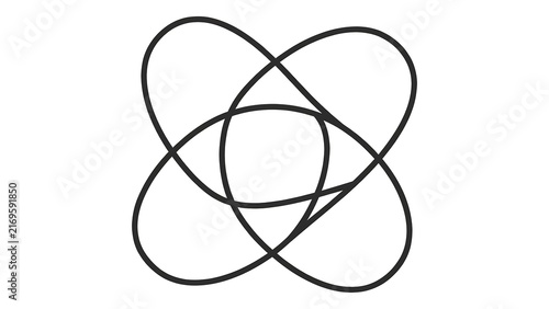 Abstract overlapping loops symbol on white background.