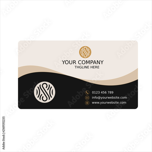 Professional business card design with elegant wave pattern