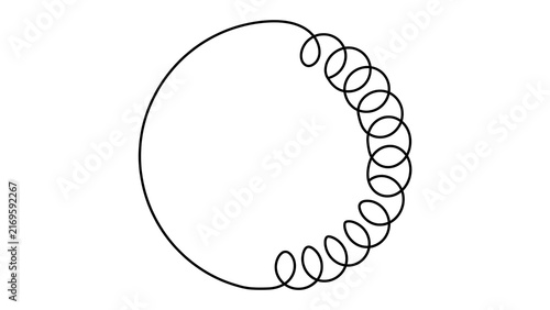 Abstract spiral and circle design on white background.