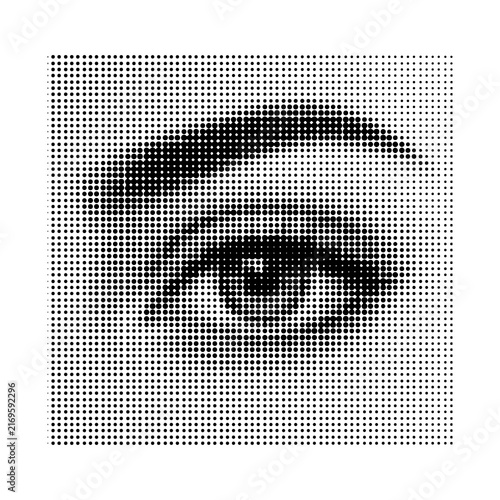 Human eye made of digital binary code numbers