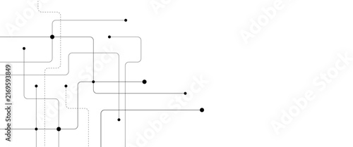 Фотография Vector technology circuit board lines and connecting nodes geometric illustratio