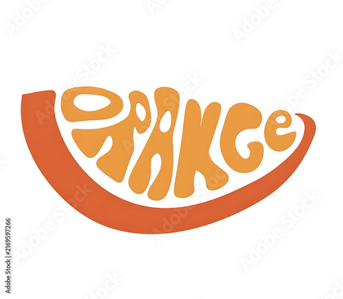 Orange Fruit Inspired Curved Typography with Bold White Lettering on Bright Orange Shape for Fresh Food Branding Packaging Sticker Label Poster and Tropical PNG Design