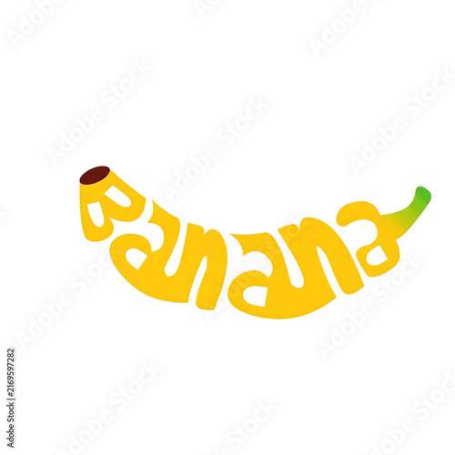 Banana Fun Yellow and Green Curved Typography with Playful Fruit Lettering and Organic Shape for Food Branding Packaging Sticker Label Poster and Tropical PNG Design