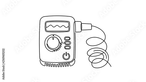 Obraz na płótnie Analog multimeter with coiled cable white background.
