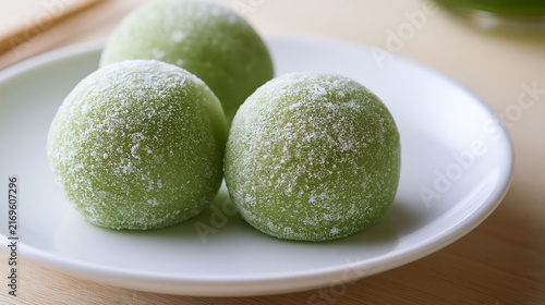 Japanese mochi on white plate