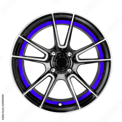 Car Wheel , Alloy Wheel , blur and black front view Isolated on transparent Background.