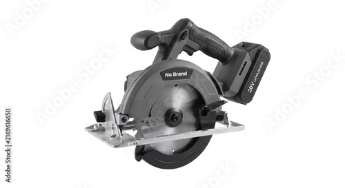 Photography Cordless circular saw power tool with lithium ion battery