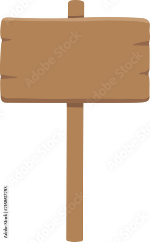 Rustic Blank Wooden Signpost Frame, Brown Wood Plaque Notice Board Element with Copy Space for Your Design, Single Object Cartoon Banner Sticker Minimalist Flat Vector Illustration