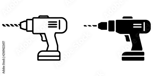 Electric power drill tool icon collection for repair and construction
Cordless and handheld drill silhouettes for workshop designs
Professional power tool symbols for maintenance and DIY projects