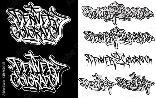 Set of Denver Colorado Graffiti Tagging Style Typography Designs