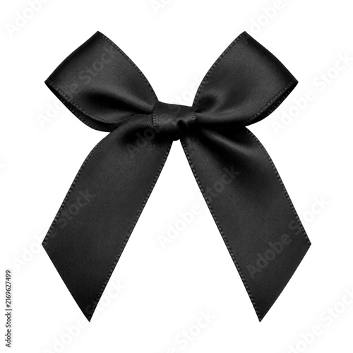 Black Satin Ribbon Bow Isolated on Transparent Background